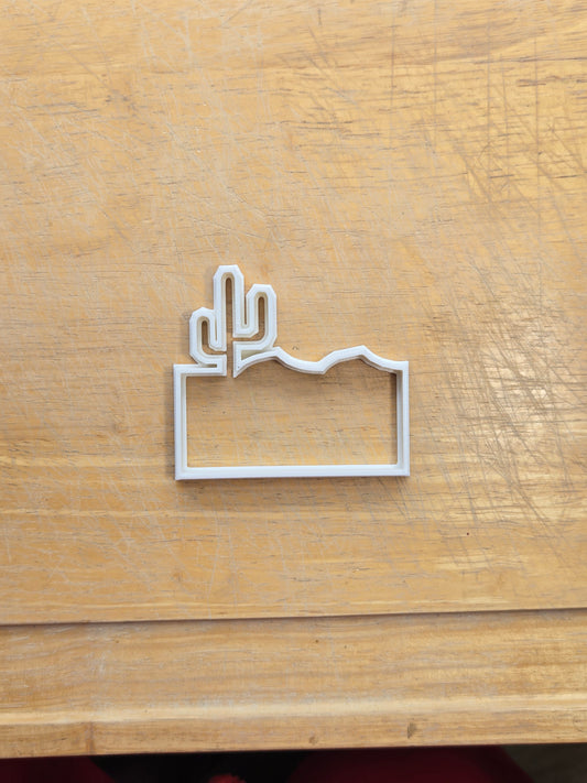 Mountain with Desert and Cactus View Cutter 4"